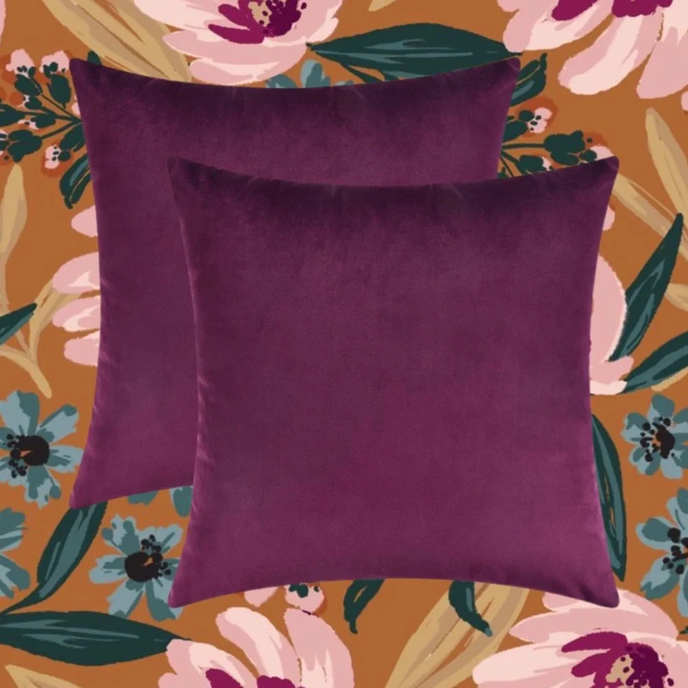 Luxury Home | Elegant Plum Purple Soft Velvet Throw Pillow Covers